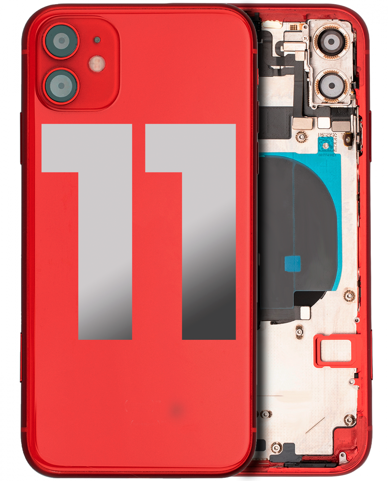 Back Housing W/ Small Parts For iPhone 11 (Used OEM Pull: Grade C) (Red)