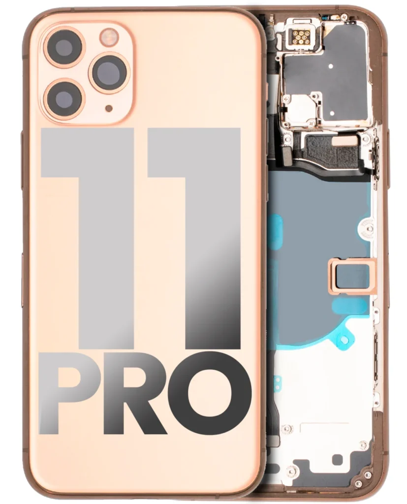 Back Housing W/ Small Components Pre-Installed For iPhone 11 Pro (Used OEM Pull: Grade B) (Gold)