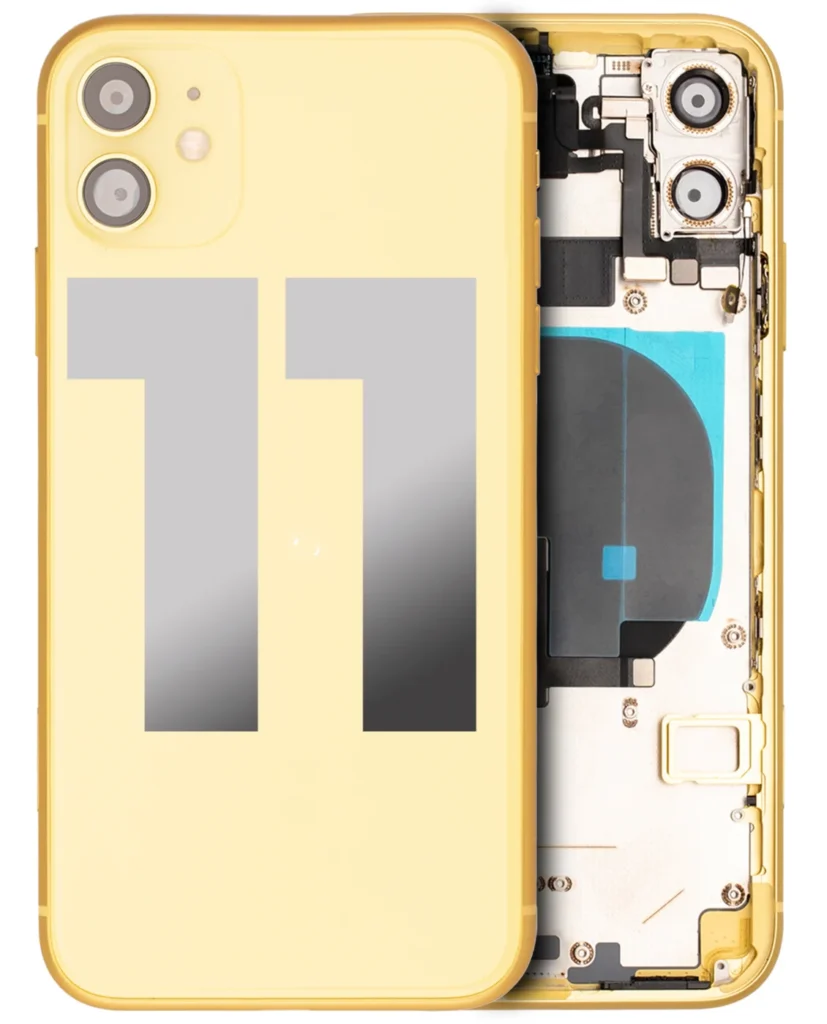 Back Housing W/ Small Components Pre-Installed For iPhone 11 (Used OEM Pull: Grade C) (Yellow)