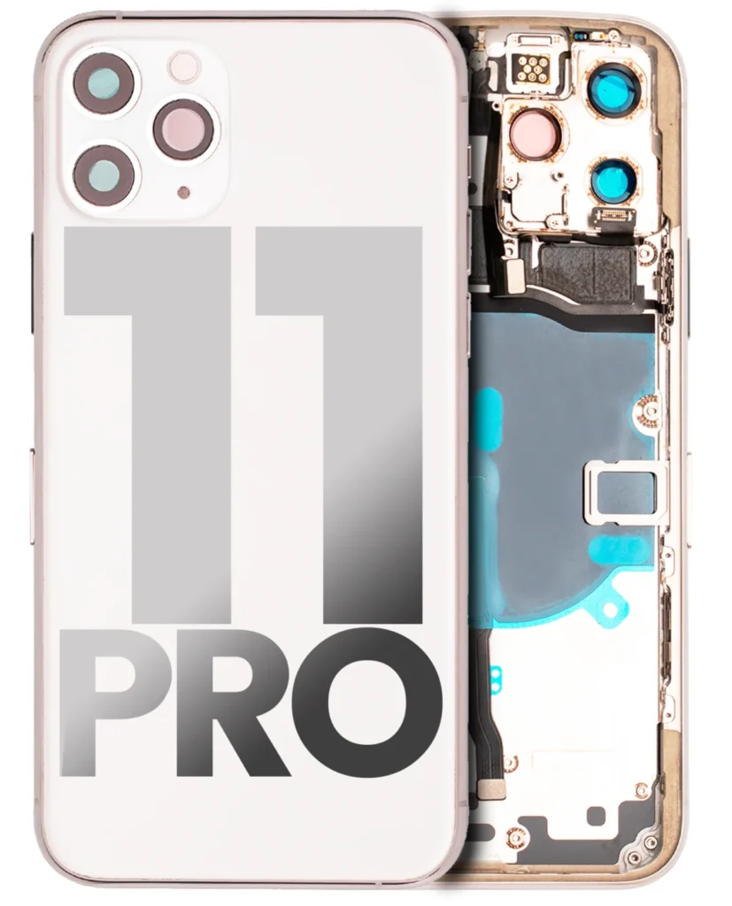 Back Housing W/ Small Components Pre-Installed For iPhone 11 Pro (Used OEM Pull: Grade C) (Matte Silver)