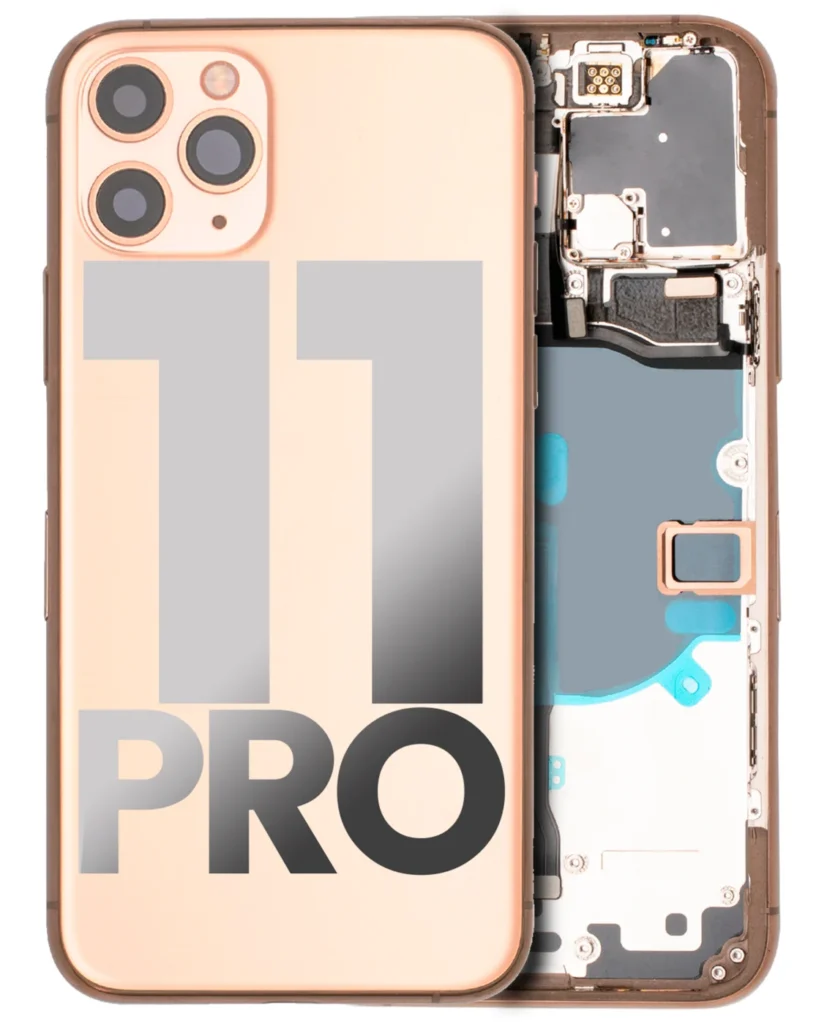 Back Housing W/ Small Components Pre-Installed For iPhone 11 Pro (Used OEM Pull: Grade C) (Matte Gold)