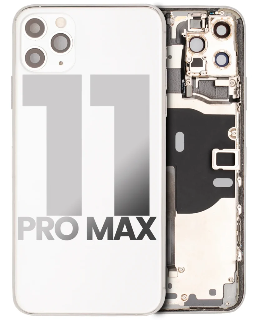 Back Housing W/ Small Components Pre-Installed For iPhone 11 Pro Max (Used OEM Pull: Grade A) (Silver)