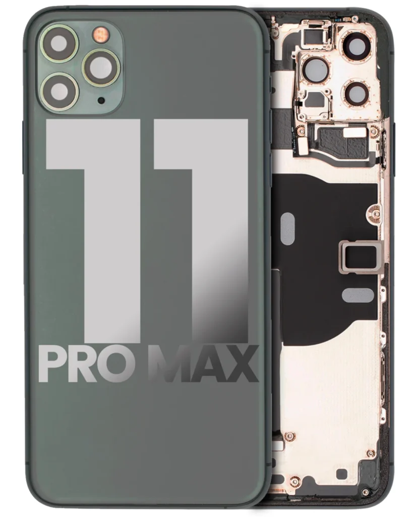 Back Housing W/ Small Components Pre-Installed For iPhone 11 Pro Max (Used OEM Pull: Grade C) (Midnight Green)