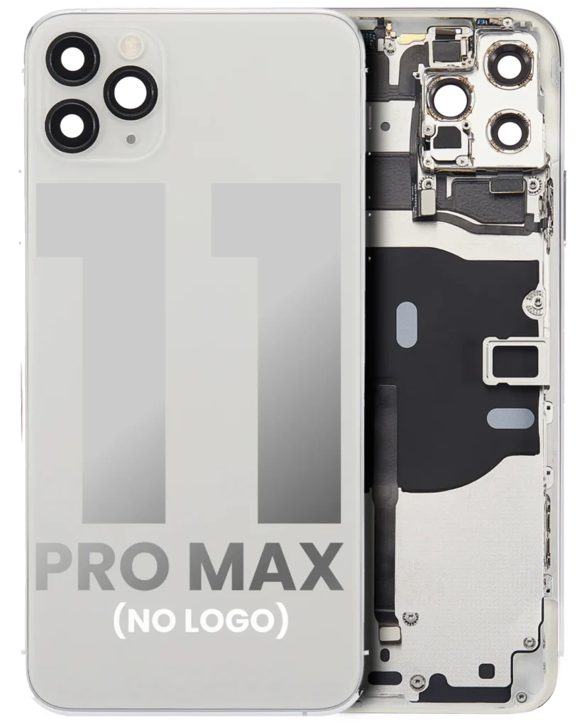 Back Housing W/ Small Components Pre-Installed For iPhone 11 Pro Max (No Logo) (Aftermarket Plus) (Silver)