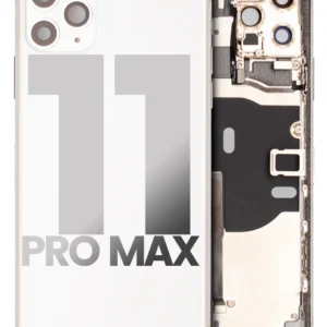 Back Housing W/ Small Components Pre-Installed For iPhone 11 Pro Max (Used OEM Pull: Grade C) (Silver)