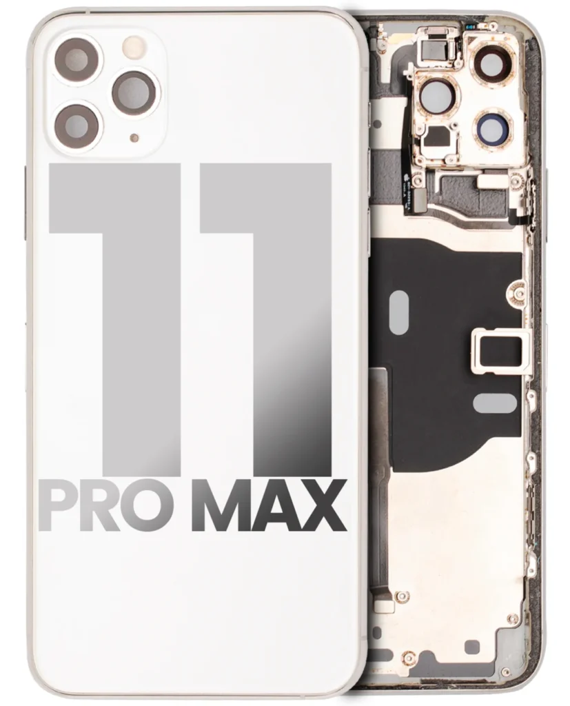 Back Housing W/ Small Components Pre-Installed For iPhone 11 Pro Max (Used OEM Pull: Grade C) (Silver)