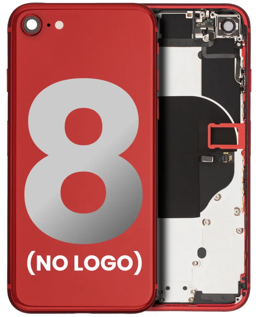Back Housing W/ Small Components Pre-Installed For iPhone 8 (No Logo) (Aftermarket Plus) (Red)