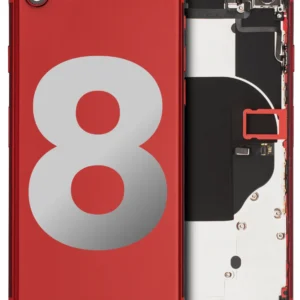 Back Housing W/ Small Components Pre-Installed For iPhone 8 (Used OEM Pull: Grade A) (Red)
