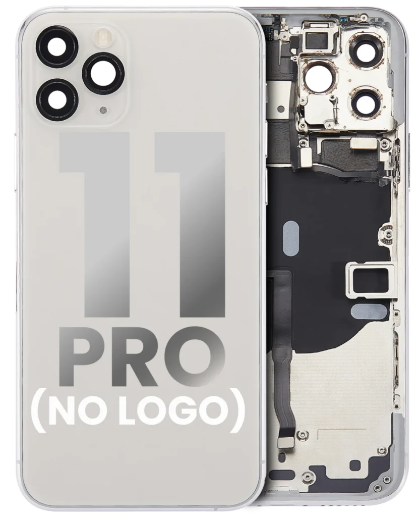 Back Housing W/ Small Components Pre-Installed For iPhone 11 Pro (No Logo) (Aftermarket Plus) (Silver)