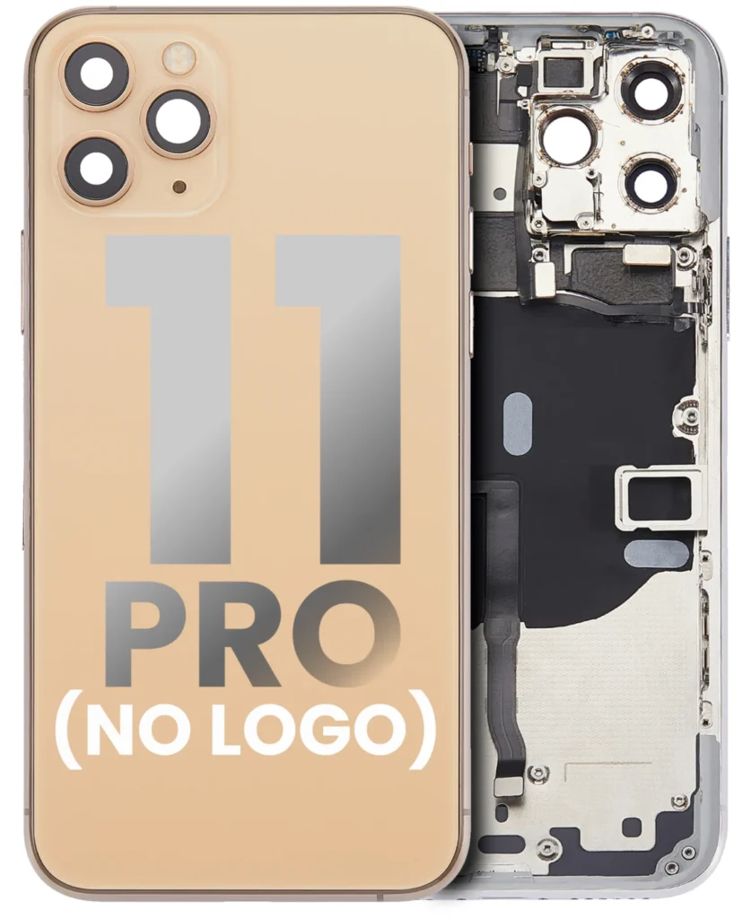 Back Housing W/ Small Components Pre-Installed For iPhone 11 Pro (No Logo) (Aftermarket Plus) (Gold)