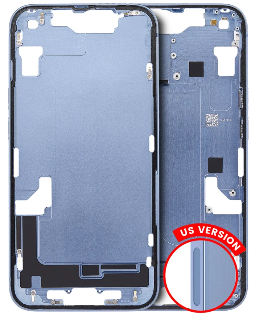Mid-Frame Housing W/ Small Parts For iPhone 14 (US Version) (Used OEM Pull: Grade A) (Blue)
