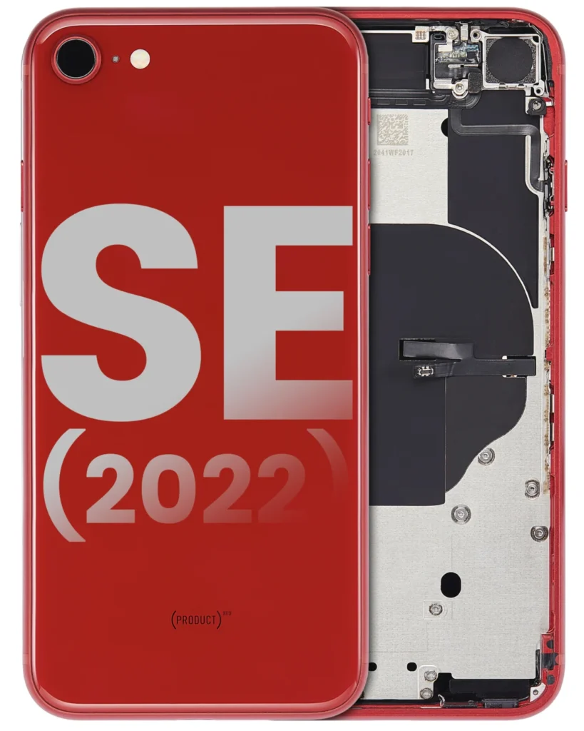 Back Housing W/ Small Components Pre-Installed For iPhone SE (2022) (Used OEM Pull: Grade C) (Red)