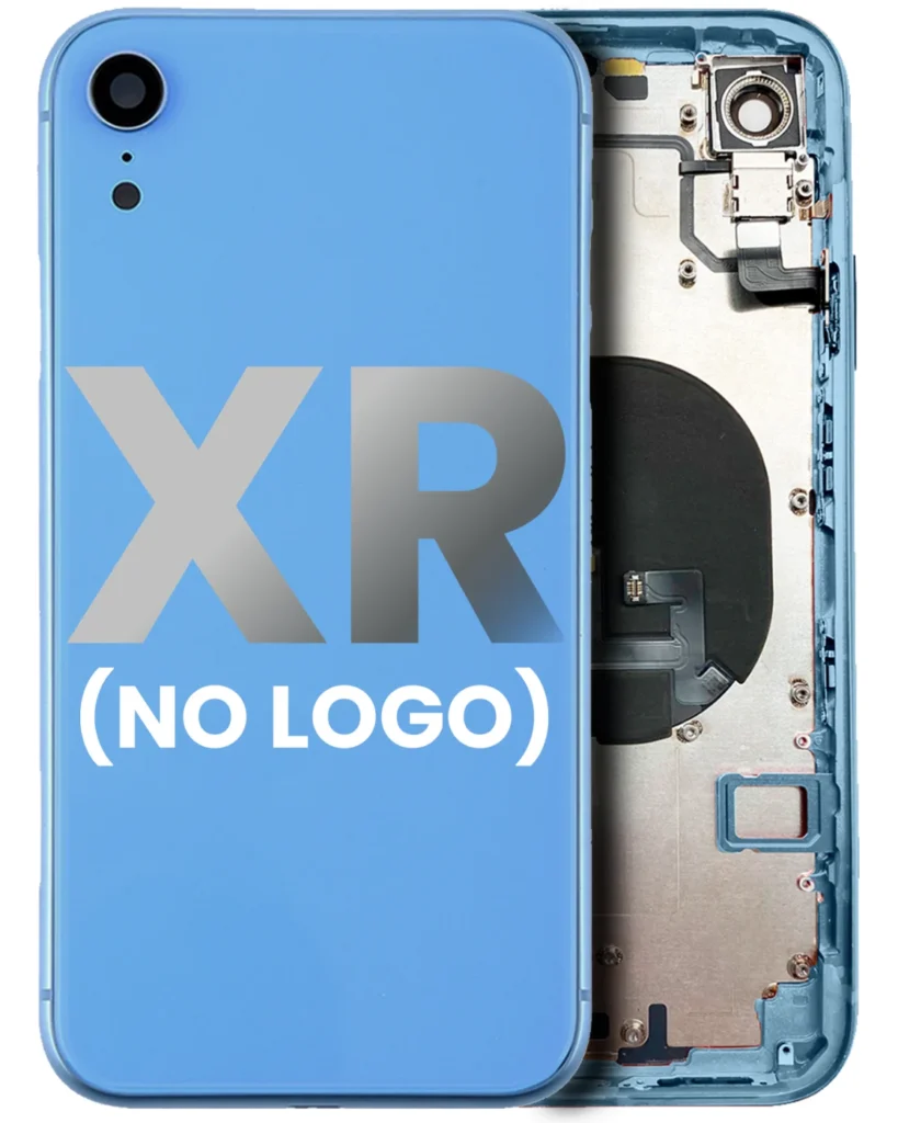 Back Housing With Small Components Pre-Installed For iPhone XR (No Logo) (Aftermarket Plus) (Blue)