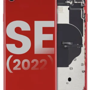 Back Housing W/ Small Components Pre-Installed For iPhone SE (2022) (Used OEM Pull: Grade A) (Red)