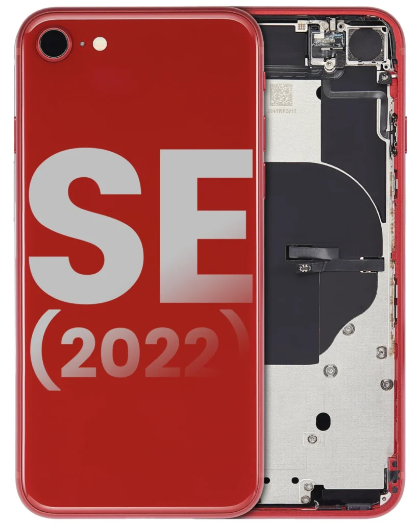 Back Housing W/ Small Components Pre-Installed For iPhone SE (2022) (Used OEM Pull: Grade A) (Red)