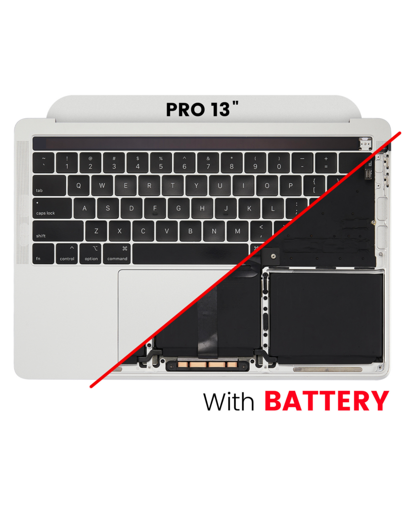 Top Case with Battery and Keyboard (ANSI US) For MacBook Pro 13" A2159 (2019) (Used OEM Pull: Grade A) (Silver)
