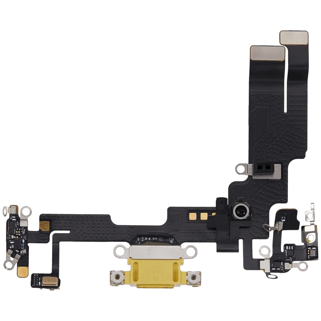 Charging Port Flex Cable For iPhone 14 (Used OEM Pull) (Yellow)
