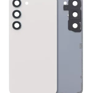 Back Cover Glass With Camera Lens For Samsung Galaxy S23 5G (No Logo) (Aftermarket Plus) (Cream)