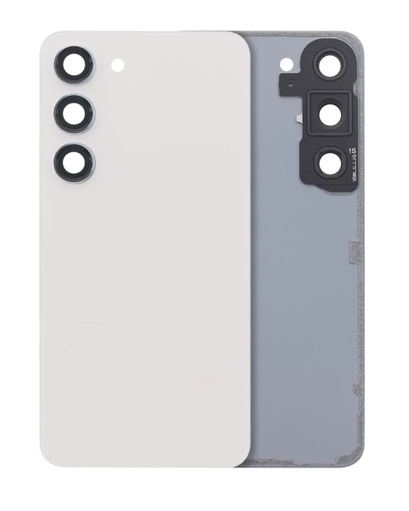 Back Cover Glass With Camera Lens For Samsung Galaxy S23 5G (No Logo) (Aftermarket Plus) (Cream)