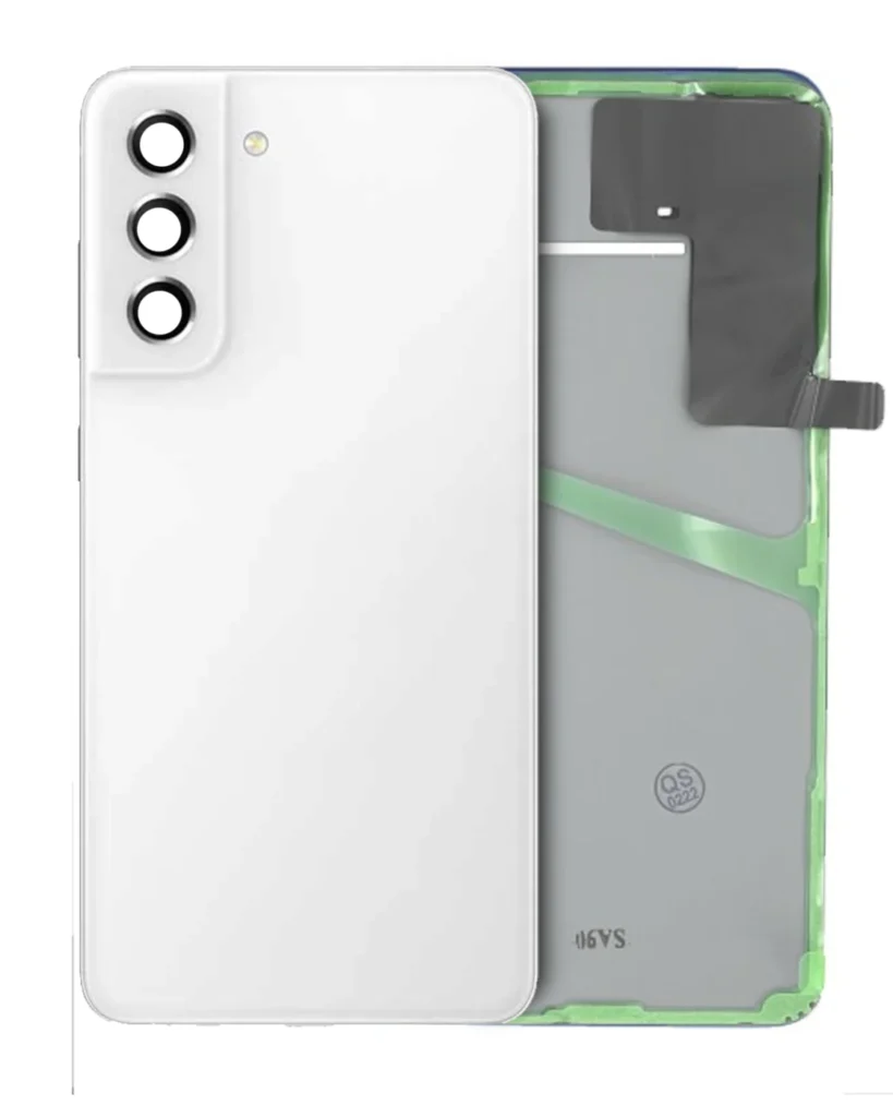 Back Cover Glass With Camera Lens For Samsung Galaxy S21 FE (Service Pack) (White)