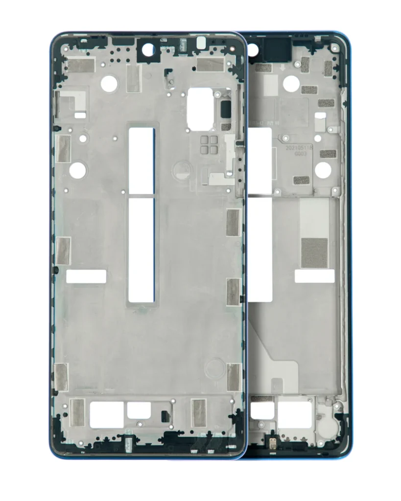 Mid-Frame Housing For Motorola Edge 20 Pro (XT2153-1 / 2021) (Blue Vegan Leather)