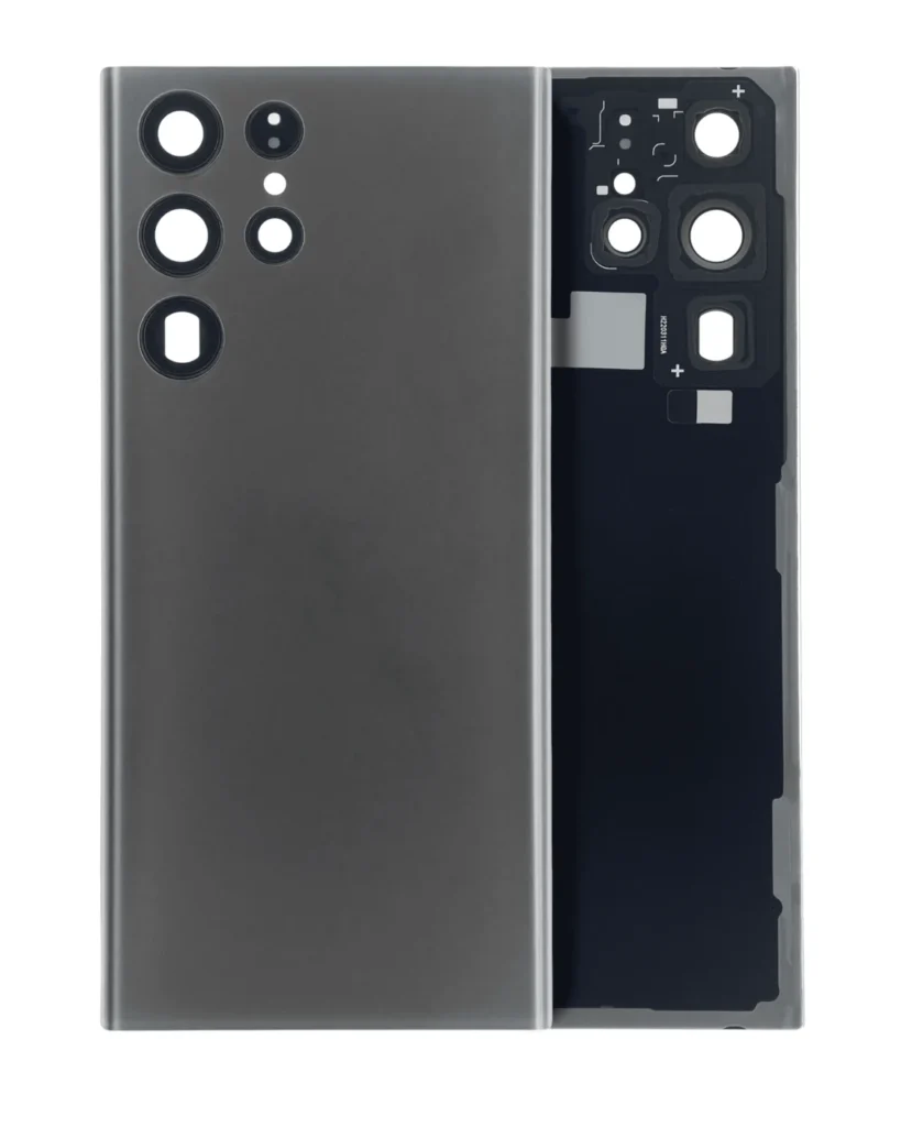 Back Cover Glass With Camera Lens For Samsung Galaxy S22 Ultra 5G (No Logo) (Aftermarket Plus) (Graphite)