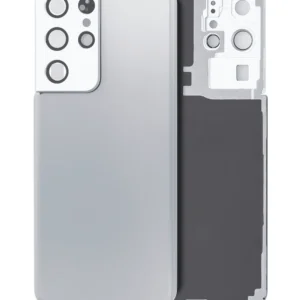Back Cover Glass With Camera Lens For Samsung Galaxy S21 Ultra (No Logo) (Aftermarket Plus) (Phantom Silver)