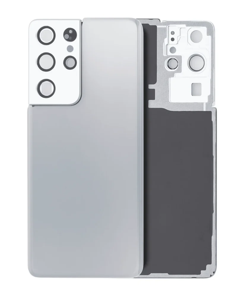 Back Cover Glass With Camera Lens For Samsung Galaxy S21 Ultra (No Logo) (Aftermarket Plus) (Phantom Silver)