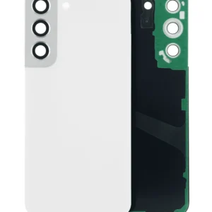 Back Cover Glass With Camera Lens For Samsung Galaxy S22 5G (No Logo) (Aftermarket Plus) (White)