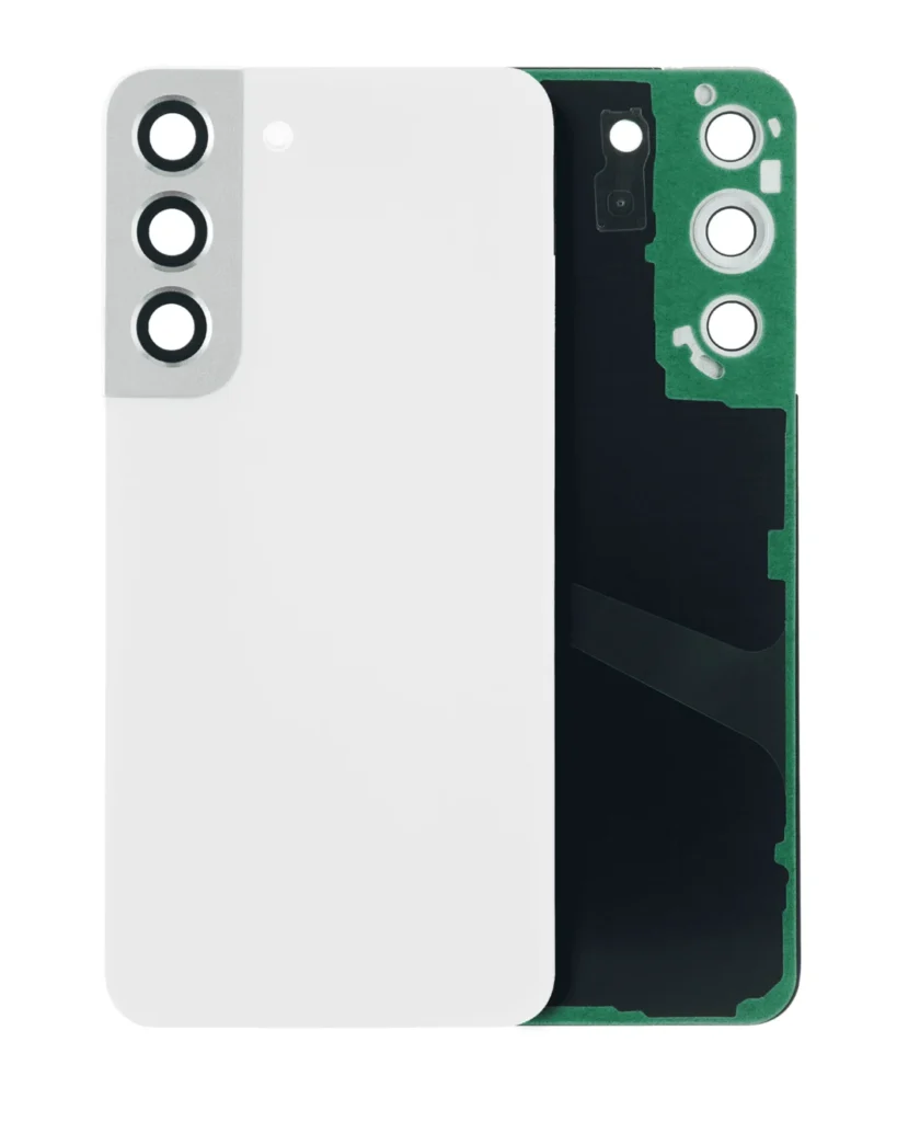 Back Cover Glass With Camera Lens For Samsung Galaxy S22 5G (No Logo) (Aftermarket Plus) (White)