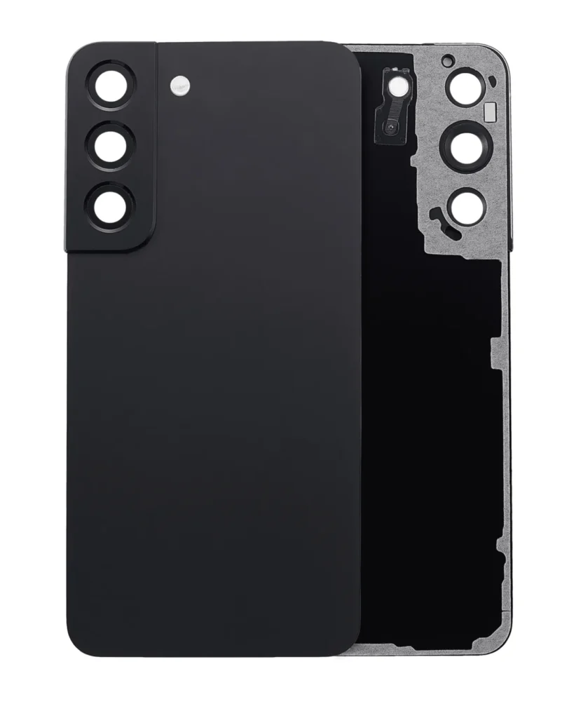 Back Cover Glass With Camera Lens For Samsung Galaxy S22 5G (No Logo) (Aftermarket Plus) (Phantom Black)