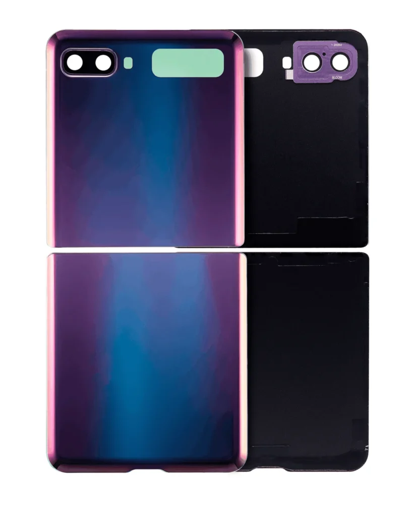 Top & Bottom Back Cover Glass With Camera Lens For Samsung Galaxy Z Flip 4G (F700) / Z Flip 5G (F707) (Aftermarket Plus) (Mirror Purple)