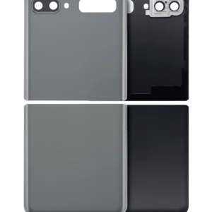 Top & Bottom Back Cover Glass With Camera Lens For Samsung Galaxy Z Flip 4G (F700) / Z Flip 5G (F707) (Aftermarket Plus) (Mystic Gray)