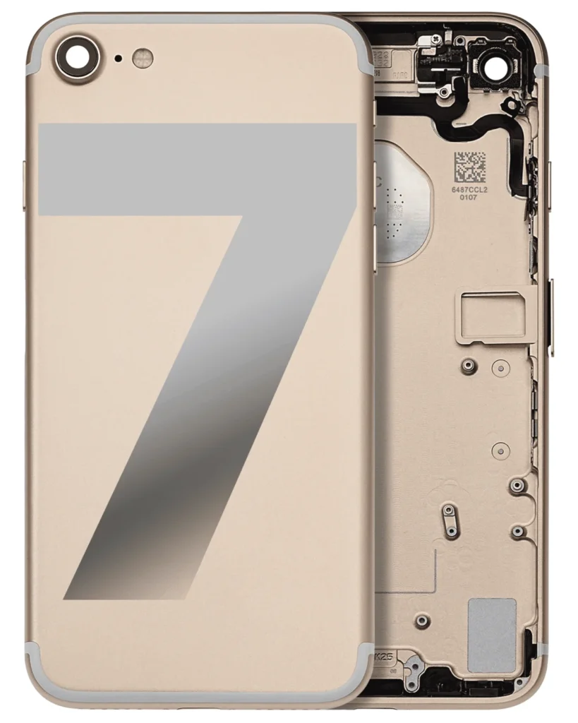 Back Housing W/ Small Components Pre-Installed For iPhone 7 (Used OEM Pull: Grade A) (Gold)