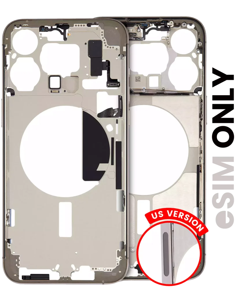 Mid-Frame Housing W/ Small Parts For iPhone 15 Pro Max (US Version) (Used OEM Pull: Grade C) (Natural Titanium)