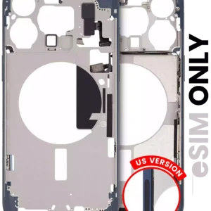 Mid-Frame Housing W/ Small Parts For iPhone 15 Pro Max (US Version) (Used OEM Pull: Grade C) (Blue Titanium)