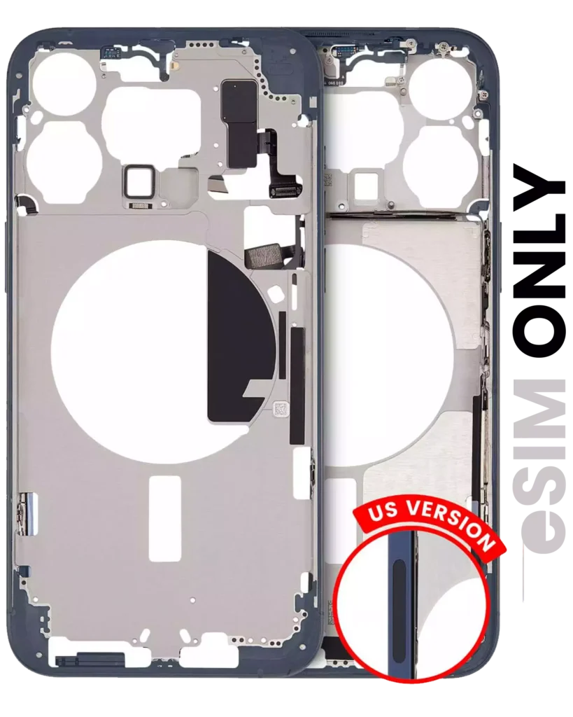 Mid-Frame Housing W/ Small Parts For iPhone 15 Pro Max (US Version) (Used OEM Pull: Grade C) (Blue Titanium)