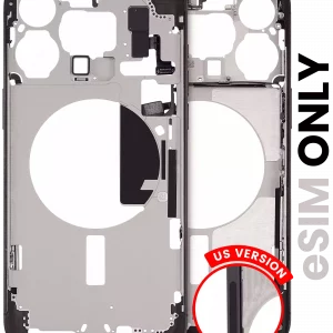 Mid-Frame Housing W/ Small Parts For iPhone 15 Pro Max (US Version) (Used OEM Pull: Grade C) (Black Titanium)