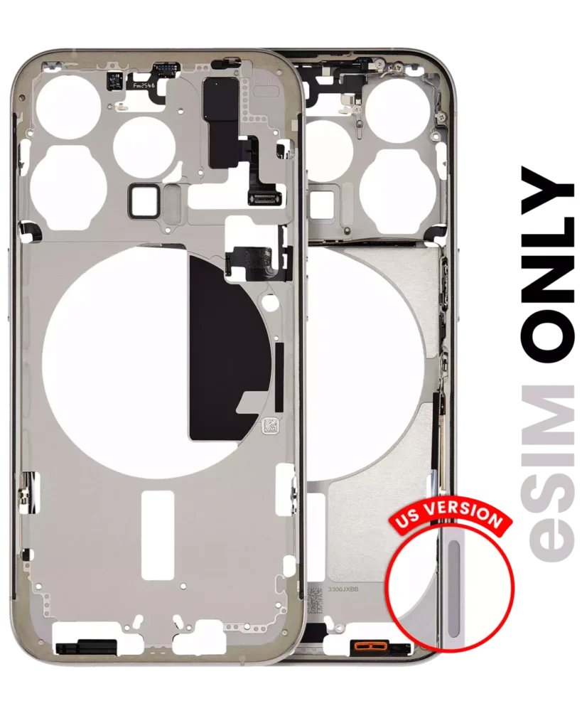 Mid-Frame Housing W/ Small Parts For iPhone 15 Pro (US Version) (Used OEM Pull: Grade C) (Natural Titanium)