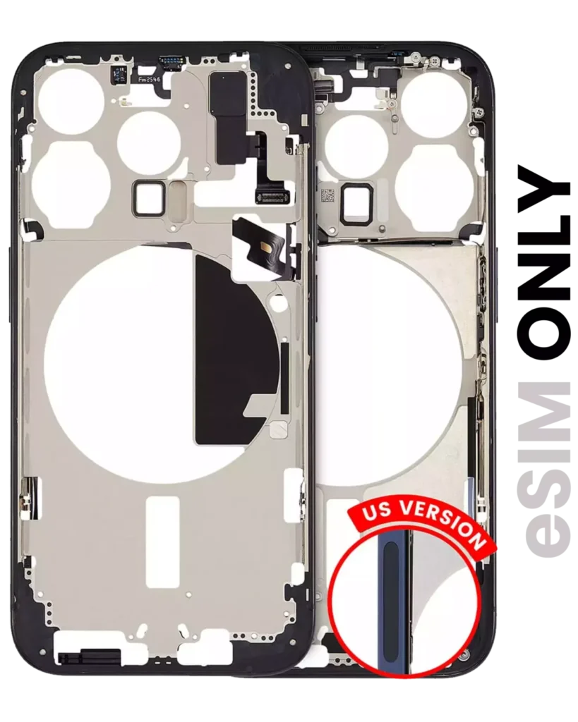 Mid-Frame Housing W/ Small Parts For iPhone 15 Pro (US Version) (Used OEM Pull: Grade C) (Blue Titanium)