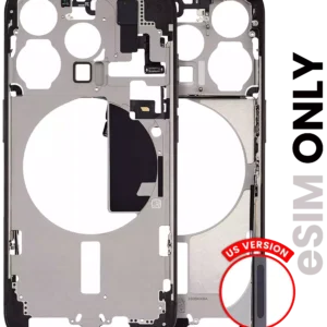 Mid-Frame Housing W/ Small Parts For iPhone 15 Pro (US Version) (Used OEM Pull: Grade C) (Black Titanium)