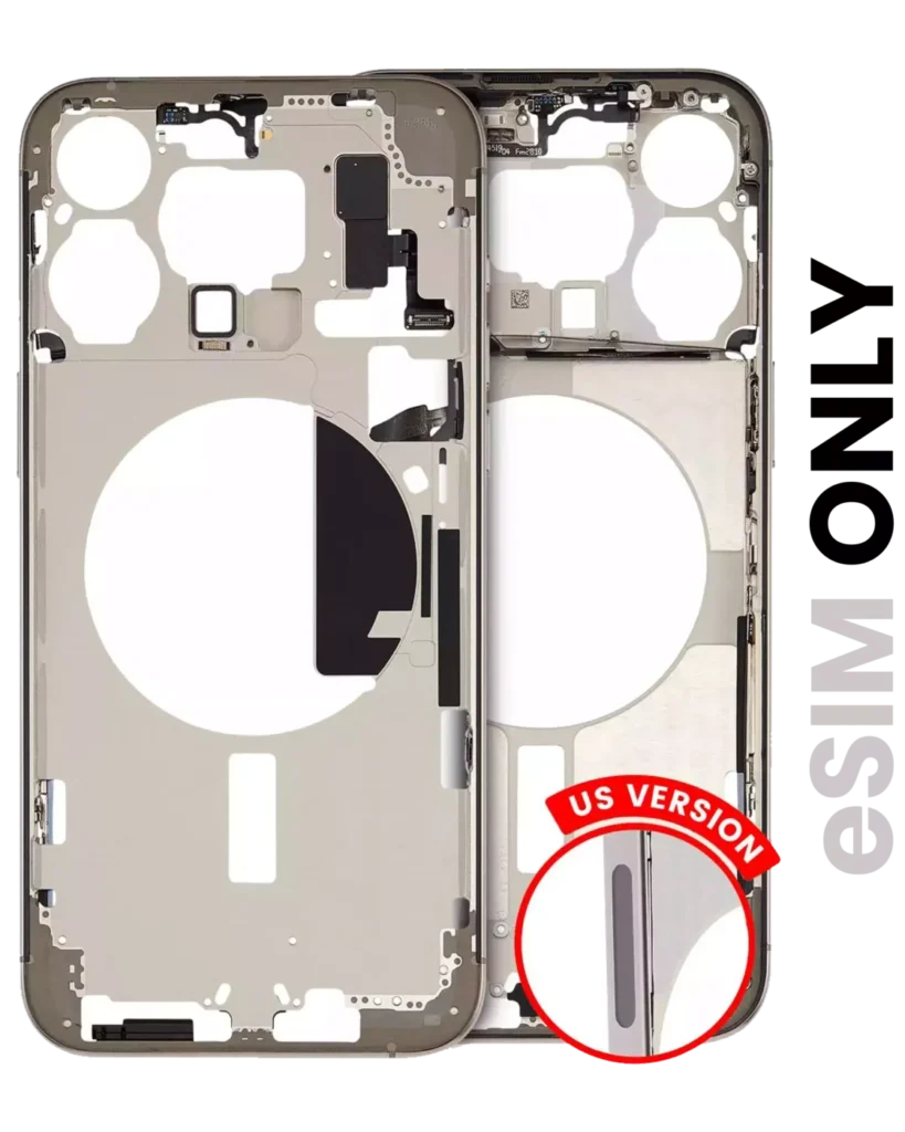 Mid-Frame Housing W/ Small Parts For iPhone 15 Pro Max (US Version) (Used OEM Pull: Grade B) (Natural Titanium)