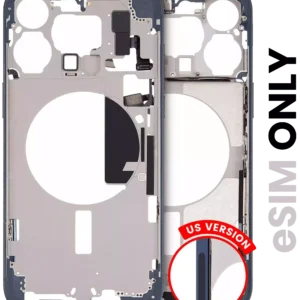 Mid-Frame Housing W/ Small Parts For iPhone 15 Pro Max (US Version) (Used OEM Pull: Grade B) (Blue Titanium)