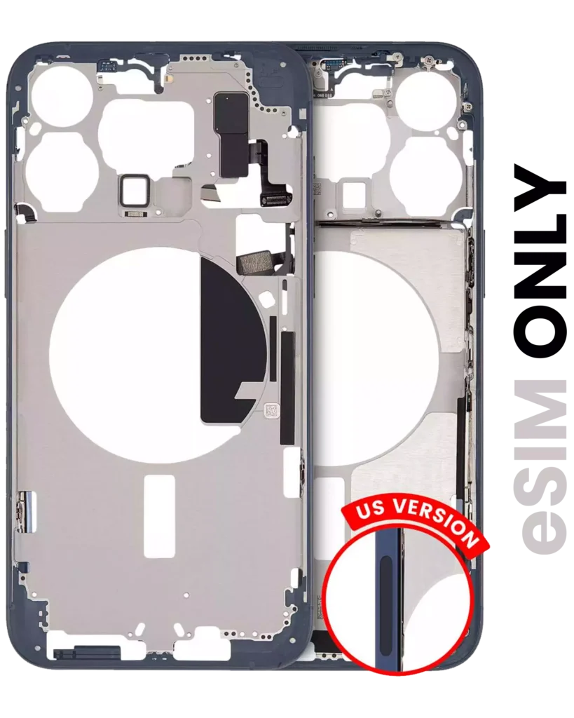Mid-Frame Housing W/ Small Parts For iPhone 15 Pro Max (US Version) (Used OEM Pull: Grade B) (Blue Titanium)