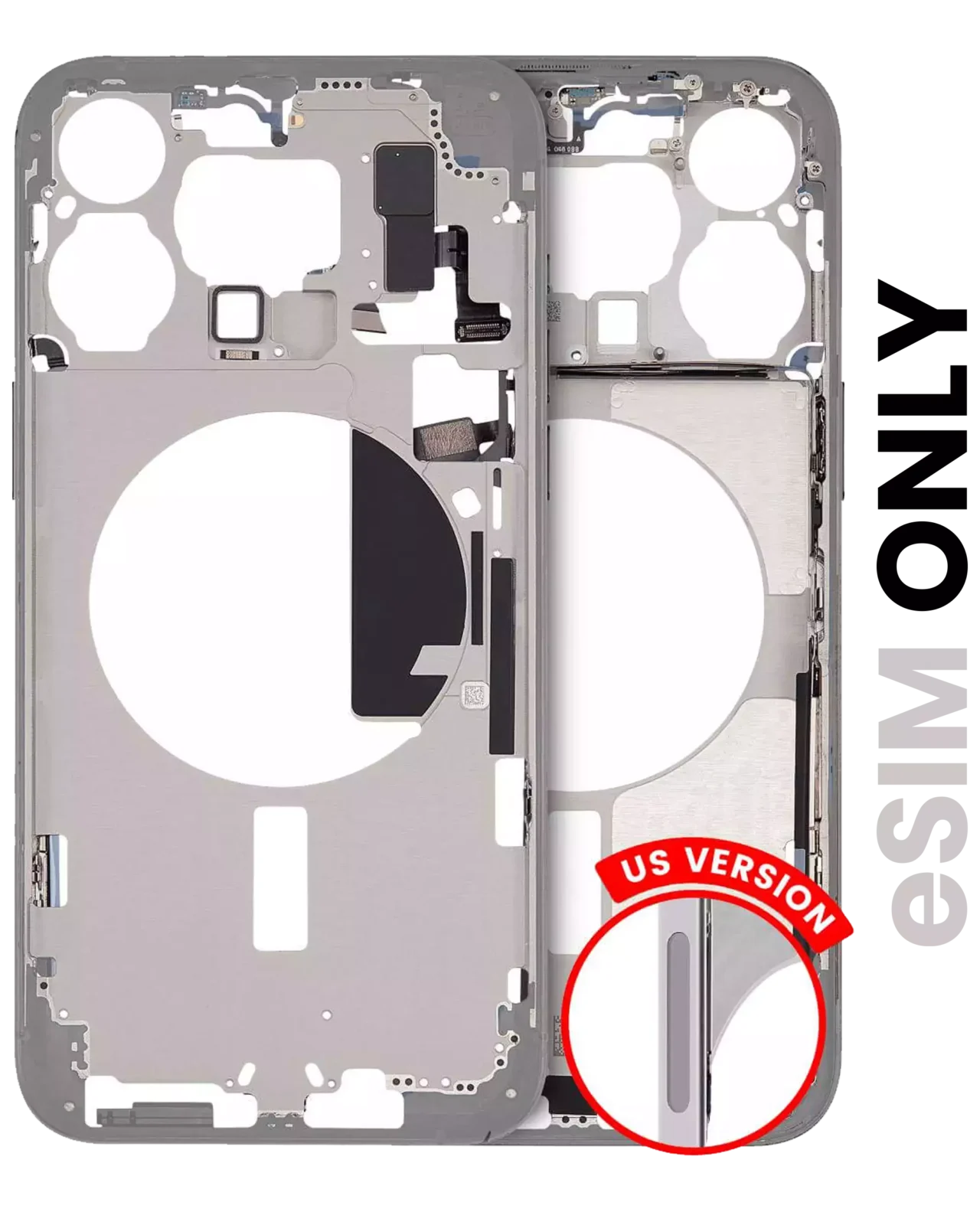 Mid-Frame Housing W/ Small Parts For iPhone 15 Pro Max (US Version) (Used OEM Pull: Grade B) (White Titanium)