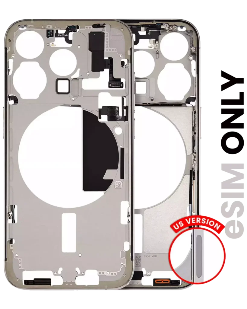 Mid-Frame Housing W/ Small Parts For iPhone 15 Pro (US Version) (Used OEM Pull: Grade B) (Natural Titanium)