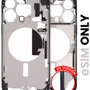 Mid-Frame Housing W/ Small Parts For iPhone 15 Pro Max (US Version) (Used OEM Pull: Grade B) (Black Titanium)