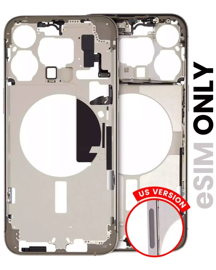 Mid-Frame Housing W/ Small Parts For iPhone 15 Pro Max (US Version) (Used OEM Pull: Grade A) (Natural Titanium)