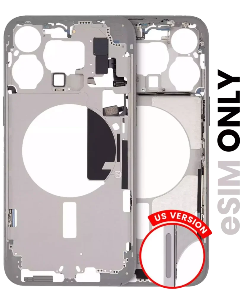 Mid-Frame Housing W/ Small Parts For iPhone 15 Pro Max (US Version) (Used OEM Pull: Grade A) (White Titanium)