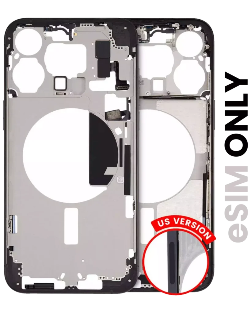 Mid-Frame Housing W/ Small Parts For iPhone 15 Pro Max (US Version) (Used OEM Pull: Grade A) (Black Titanium)
